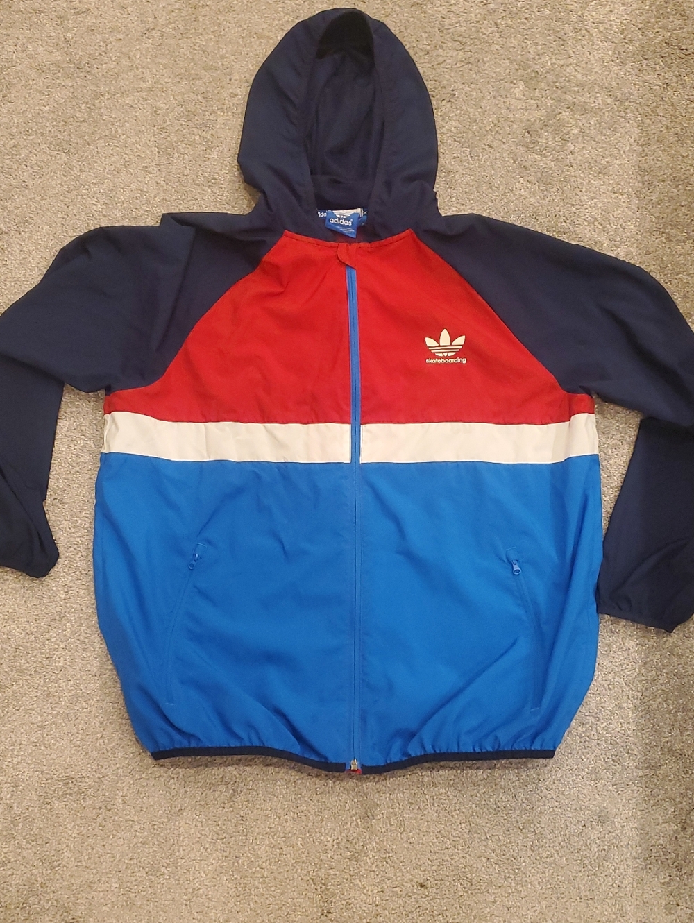 Vintage Adidas Hooded Colorblock Windbreaker Skateboarding Jacket